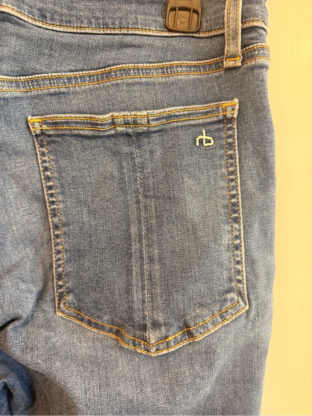 rag & bone Light Blue Boyfriend Jeans with Subtle Pocket Emblem